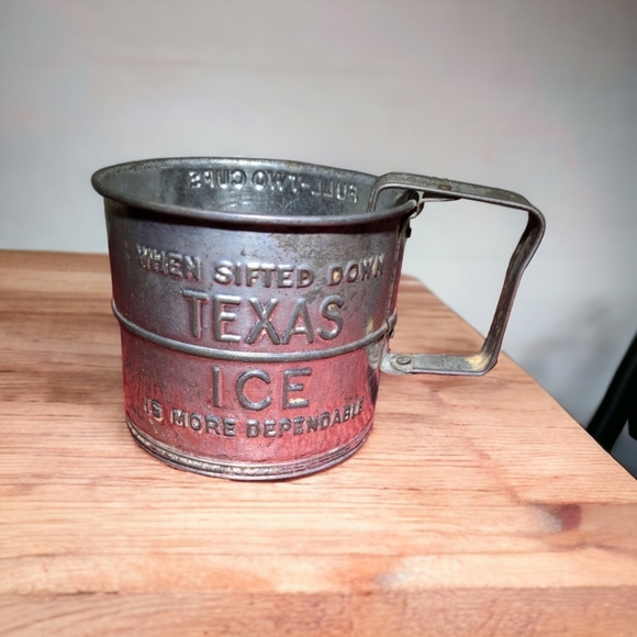 Texas Ice Kitchen Vintage Advertising Flour Sifter Texas Ice With Measurements For Or 2 Cups